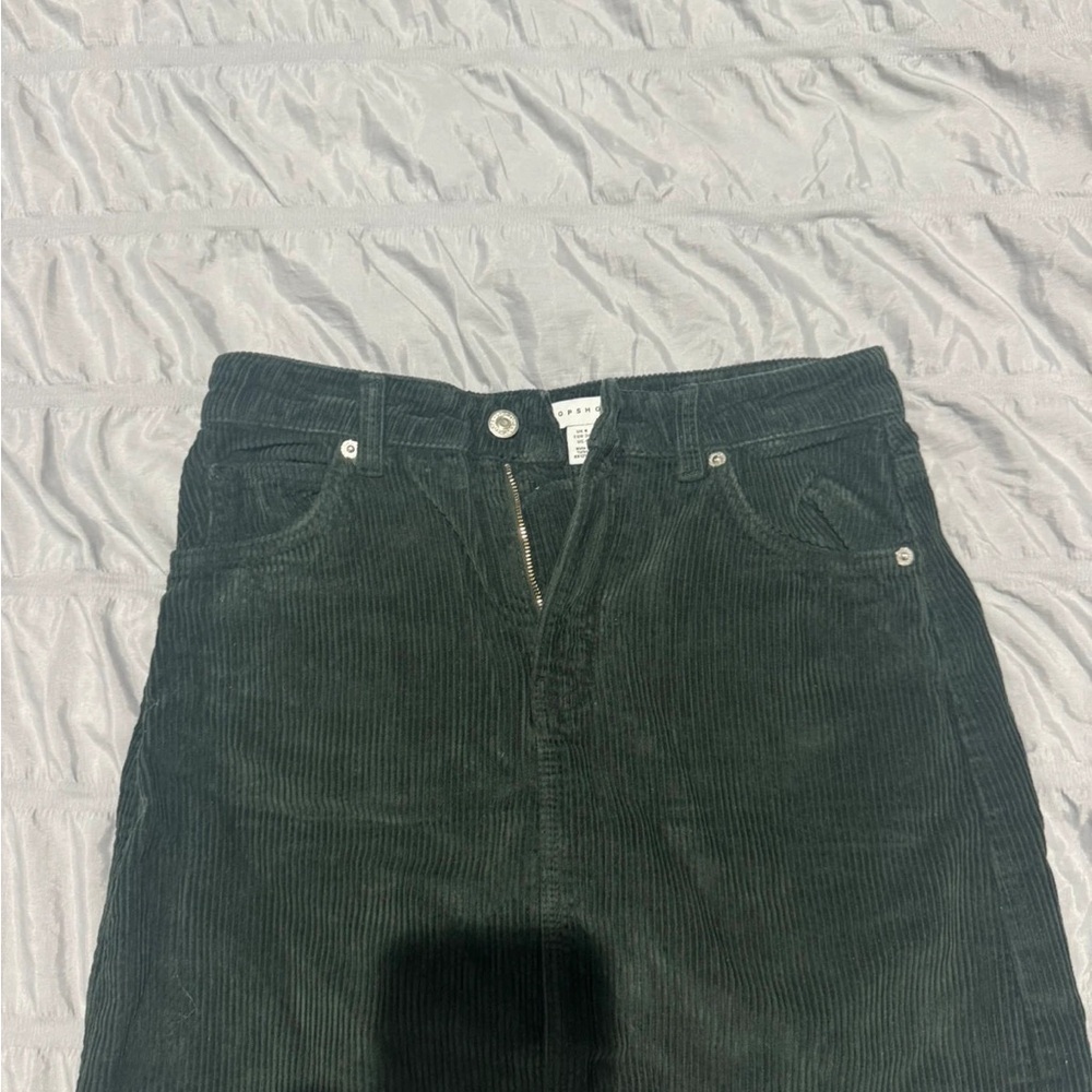 Topshop Forest Green Corduroy Trousers